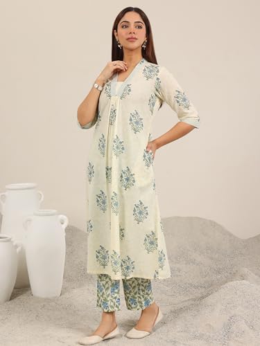 Image of Libas Printed Cotton A-Line Kurta with Trouser