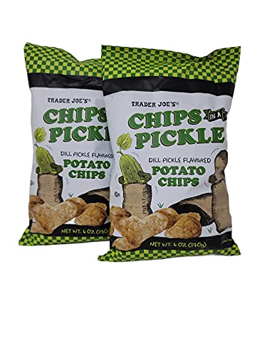 Trader Joe's Chips in a Pickle (Dill picle flavored potato chips-2 packs), 6 Ounce (Pack of 1)