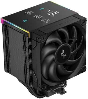 ICOLER AK500 Digital PRO CPU Cooler PC Computer, 1750RPM 120mm PWM Case Fan, 5 Heatpipes, Digital Top Cove, Aluminium Heatsink, for AMD AM4/AM5/Intel LGA 1150/1151/1155/1200/1700/1851 (Black)