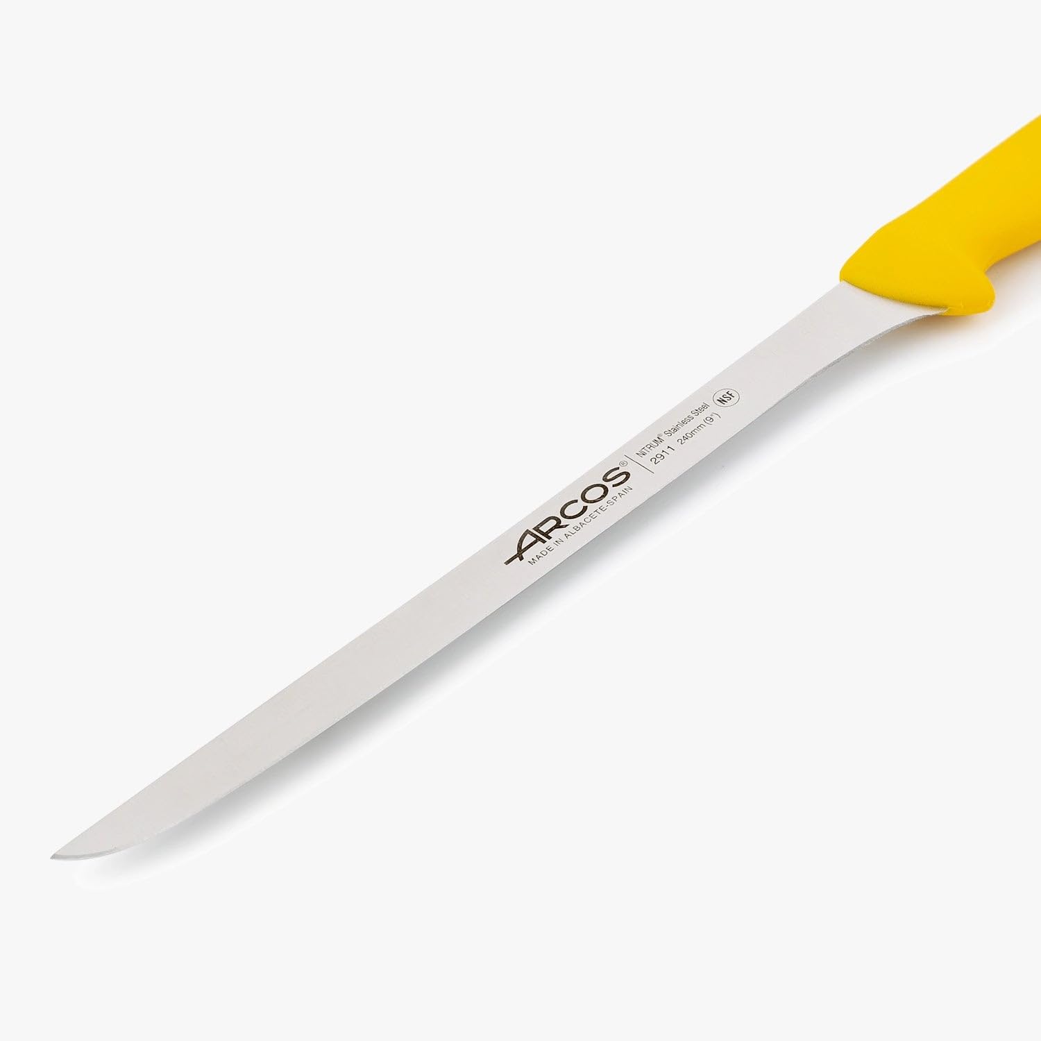 Arcos Couteau à Jambon Flexible - Lame Acier Inoxydable Nitrum 24 cm - Coupe Précise et Durable - Manche Polypropylène Jaune - Série 2900