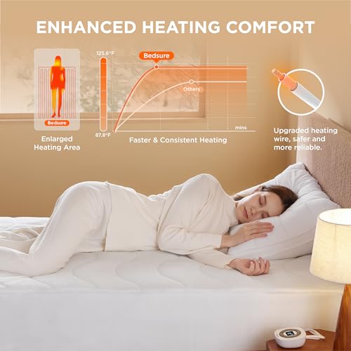 Bedsure Heated Mattress Pad Twin XL- Bed Warmer with Memory & Preheat Functions, 12-Hour Auto Off & 10 Heat Settings, Single Controller, Coral Fleece Electric Mattress Pad Twin XL, 39"x80"