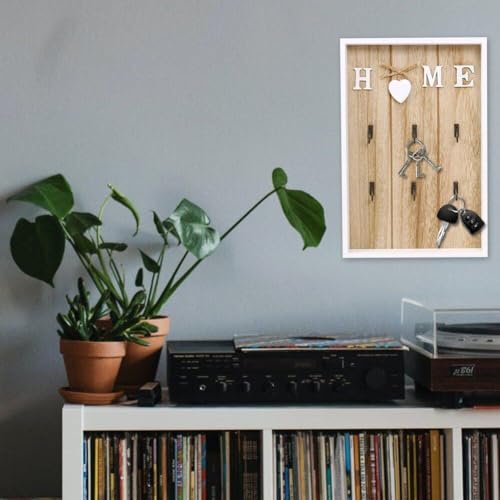 Gancho de metal para llaves con soporte de madera resistente de pared 8