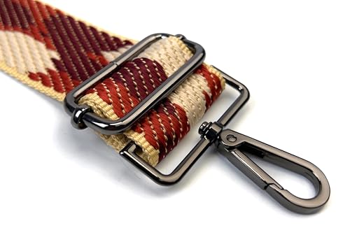 Image of Purse Strap Replacement for Crossbody Bags & Handbags | Premium Webbing with Gunmetal Black Hardware Clip-On Installation Adjustable Length Comfortable Wide Guitar Style Strap