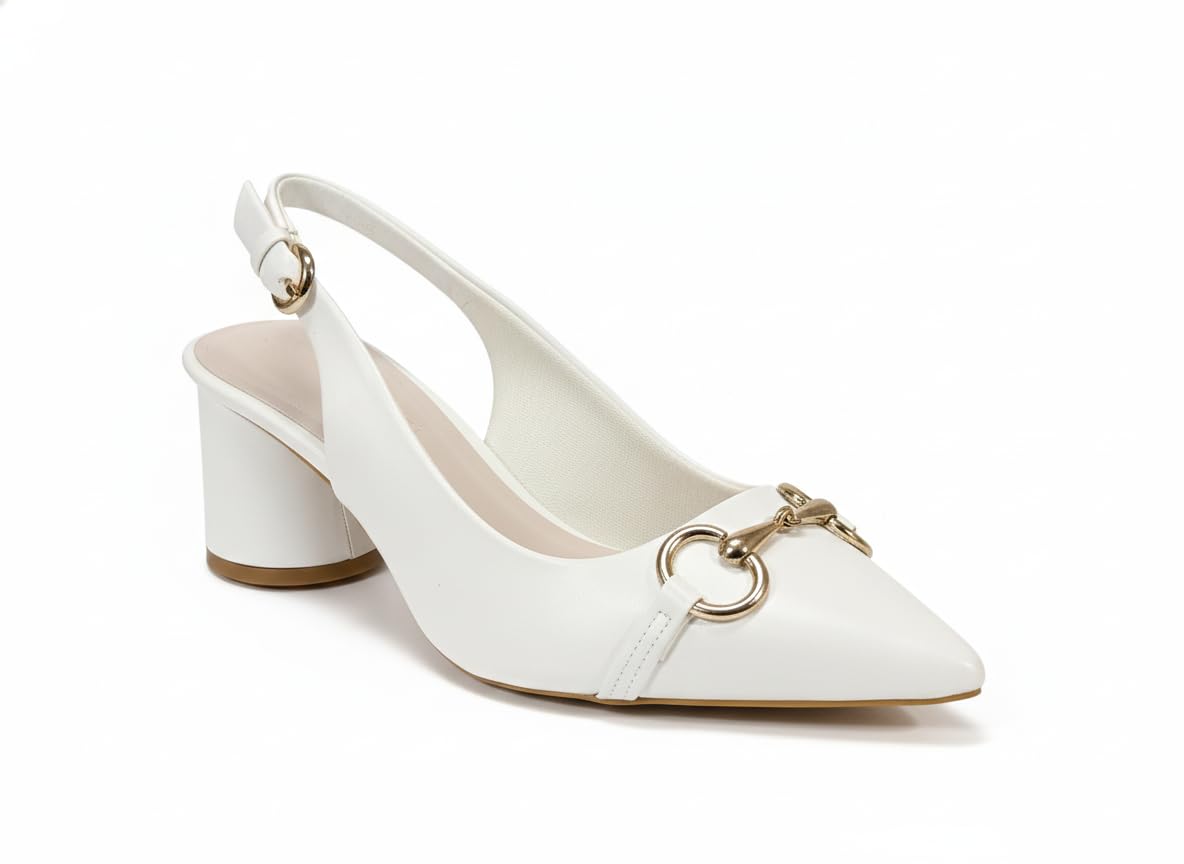 Selene Noir Women's Comfortable Pumps, Soft Cishioned Sole Leather, Pointed Toe with Gold Hardware Detail for All Day wear,Elegant Daily Footwear for Work,Moms & Long Hours-image-42