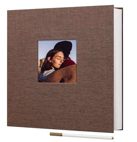 Image of Amazon Brand - Umi Self Adhesive Photo Album Scrapbook Album 20 Sheets /40 Double Sided Pages DIY Photo Album For Family Portraits Wedding Anniversary Birthday Memory Book (Brown)