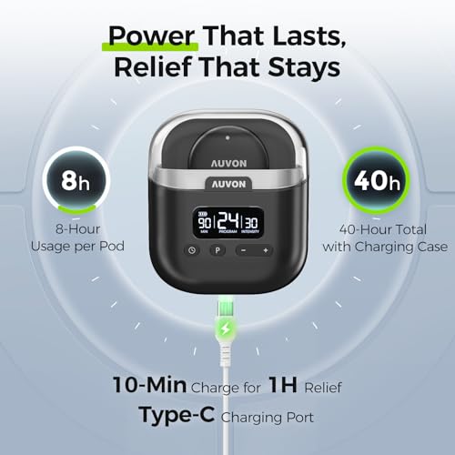 Image of AUVON Wireless 24 Modes TENS Unit Muscle Stimulator for Pain Relief, 6 Pads | Smart Rechargeable EMS Massager, Pocket-Size TENS Machine, Drug-Free Pain Relief for Neck, Back & Shoulder, 6 Premium Pads