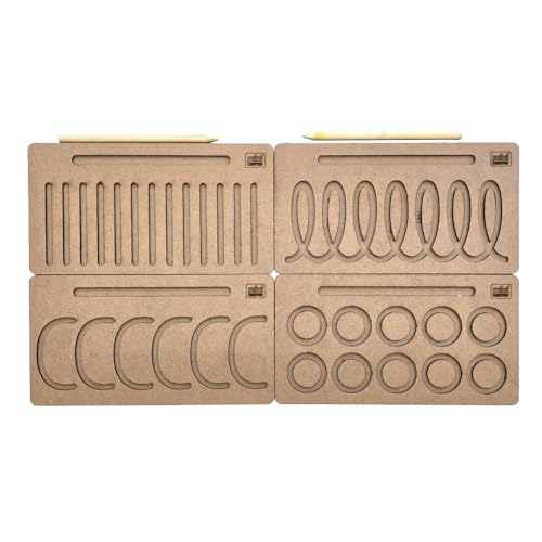 Mini Leaves Wooden Pattern Practicing Tracing Board Set of 4 Double Side Board