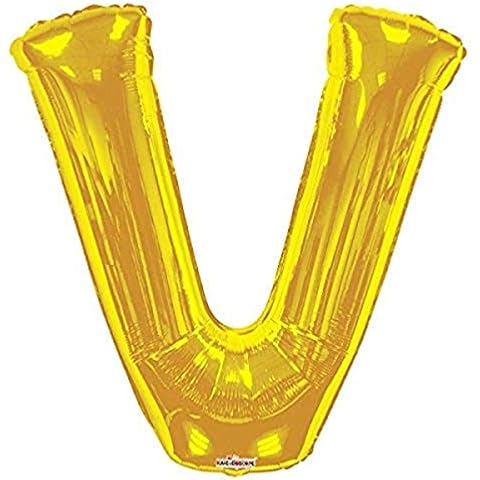 Kaleidoscope Jumbo Letter V Foil Mylar Balloon, Gold Cover