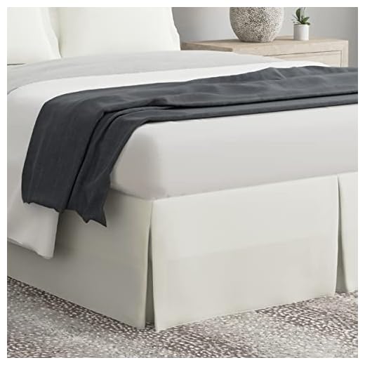 Levinsohn Bed Maker's Tailored Wrap-Around Bedskirt Never Lift Your Mattress Classic 14” Drop Length Pleated Styling, Queen, Ivory