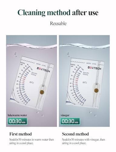 Boxtech Aquarium-Marine-Test, Meersalzwasser-Hydrometer, Riff-Ozean-Hydrometer, Salzgehaltsmesser für Pool, Aquarium, Wassersalzgehalt, spezifischer Schwerkrafttest