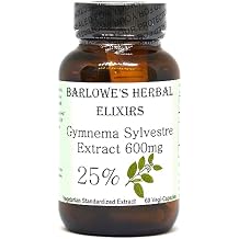 Barlowes Herbal Elixirs Gymnema Sylvestre | Extract | 25% Gymnemic Acid | 600 mg Per Capsule | 60 Veggie Capsules | Glass Bottle | Stearate Free | No Fillers | Non-GMO