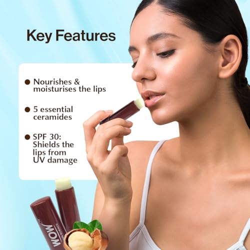 Image of WOW Skin Science Shea Butter Nourishing Lip Balm with Ceramides - Hydrating Lip Balm for Dry, Chapped Lips | Strengthens Lip Skin Barrier | SPF 30 | 4g