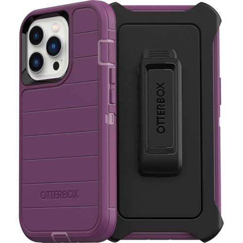 OtterBox iPhone 13 Pro (Only) - Defender Series Screenless Edition Case - Happy Purple - Holster Clip Included - Microbial Defense Protection - Retail Packaging