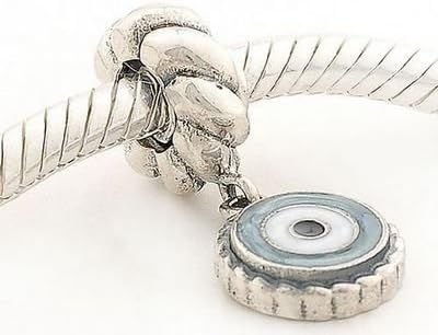 general gifts Round Evil Eye 925 Sterling Silver Dangle Charm/bead for Pandora, Biagi, Chamilia, Troll and More Bracelets