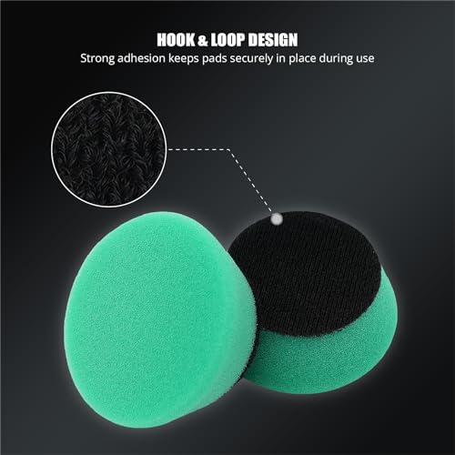 Image of SPTA Green T120 Heavy-Cut Mini Polishing Foam Pad, 5Pcs 2inch /50mm Sponge Polishing Buffing Pads, Car Foam Detail Polishing Pad Kit for Car Detail Polishing, Small Area Polishing -FPTSS2G