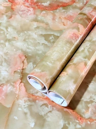 Image of WALLMATE Marble Wallpaper Self Adheisve Marble Wallpaper Waterproof Countertop Furniture Kitchen Marble Sticker (Orange Crema, 24x120 Inch)