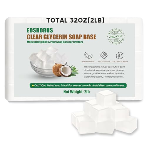 EDSRDRUS 2LB Unscented Glycerin Soap Base DIY Handmade Soap Moisturizing Melt and Pour Soap Base for...