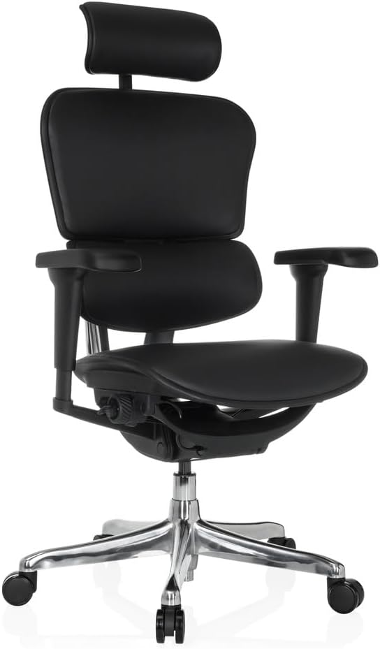 hjh OFFICE Ergohuman Ultra L GEN2 Ergonomic Office Chair with Flexible Lumbar Support Leather Black