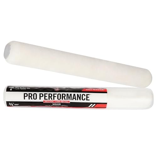 18" Woven Shed-Resistant Roller – 3/8" Nap with End Caps for Epoxy & Urethane, Sealer & Floor Coatings Pack of 12