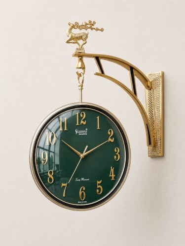 Image of Double-Sided Station Victorian Style Clock, Retro Watch Railway Design, Plastic Frame, Vintage Wall Decor for Home, Cafe, Office and Decorative Item Bedroom Hostel Living