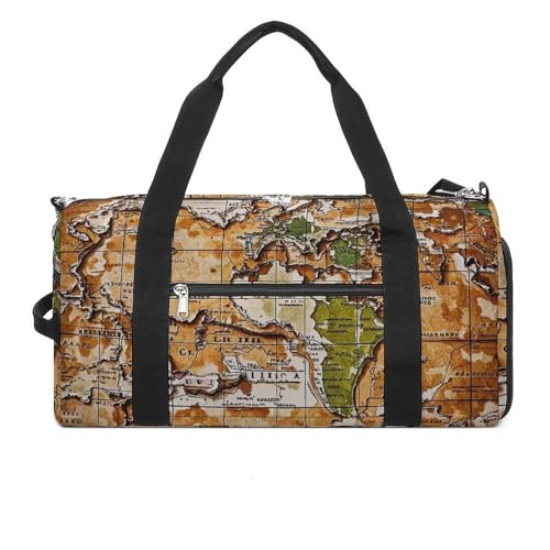 A Worn-out World Map Gym Bag Sport Gym Tote Bag Lightweight Duffle Bag Carry On Weekender Bags for Women Men