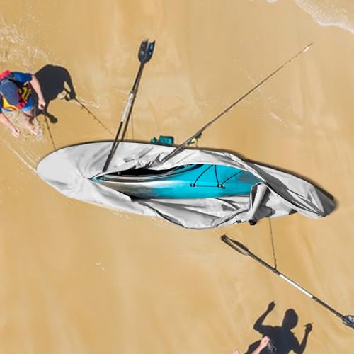SYWAN Kayak Covers for Outdoor Storage, 16ft Paddle Board Cover with Zipper Waterproof UV-Proof 600D Heavy Duty Canoe Tandem Kayak Cover, with 2 Windproof Straps - Thumbnail 5