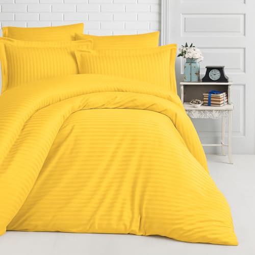Image of Sofrito Micorfiber - Cotton Feel Duvet /Comforter Cover (Double - 91 inchx101 inch - Inches) with Solid Zipper Clousre - Yellow | Solid Zipper Closure & Four Corner Ties |