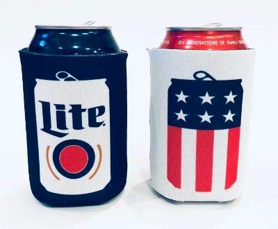 Miller Lite USA Collapsible Can Cooler Sleeves, 2-Pack