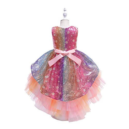 Glamulice Flower Girl Rainbow Tulle Dress High-Low Wedding Party Bridesmaid Birthday Pageant Dresses2