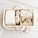Orelle Bouclé Diaper Caddy Organizer with Matching Pouch & Moon Pendant | Teddy Portable Changing Table Organizer | Must-Have Baby Shower Gifts | Cream