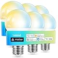 Linkind Matter Smart Light Bulb, Tunable Soft White to Daylight, Works with Alexa/Apple Home/Google Home, 2.4GHz Wi-Fi, 800LM 60W Equivalent, A19 E26 6-Pack