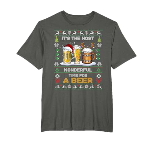 It is the most wonderful time for a beer ugly sweater xmas t-shirt