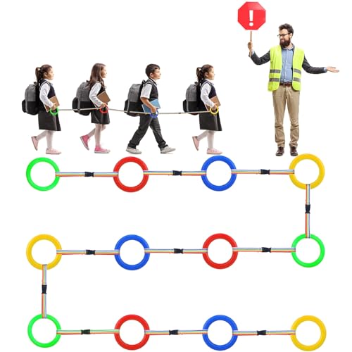 Berlune 24 Pack Toddlers Walking Ropes Preschool Walking Rope for Kids Colorful Line Safety Loops Detachable Transition Rope for Children's School Kindergarten Daycare Outdoor Supplies Wrist Leashes