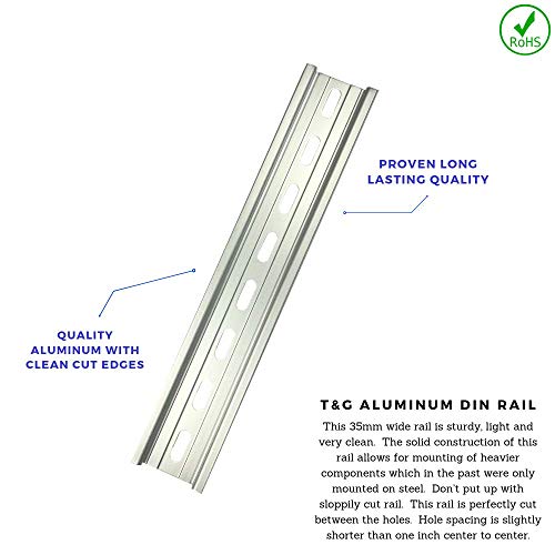 Image of T&G 10 Pieces DIN Rail Slotted Aluminum RoHS 8 inch Inches Long 35mm Wide 7.5mm High