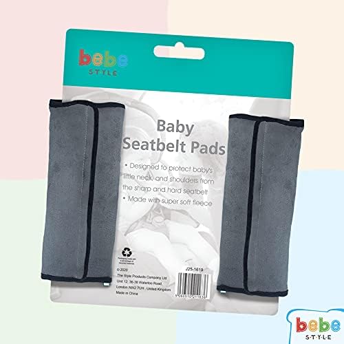Bebe Style Baby Seat Belt Pads Cover, Car Safety Seatbelt Straps, Soft & Comfortable Shoulder Strap Pad for Toddlers & Kids, Fits Cars and Strollers, 2-Pack