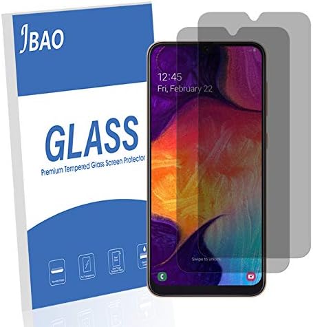 Jbao Direct Compatible Samsung Galaxy A50 Privacy Screen Protector, Anti-Spy Tempered Glass Film, 2.5D [Bubble Free] [Anti-Scratch] [Smooth Touch] HD Clear Film for Samsung Galaxy A50