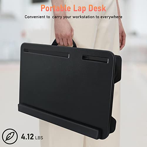 Kapogo Lap Laptop Desk, Portable Lap Desk With Cushion, Tablet, Phone Holder, Fits Up To 17.3 Inch Laptops, Pu Leather Bed Tray Desk For Laptop, Writing, Gaming, Home Office, Students #TOP3