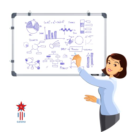 Image of GOSHU Non Magnetic 2 feet x2 feet Double Sided White Board and Chalk Board Front Side whiteboard Surface and Back Side Chalkboard Surface (2x2 feet, Pack of 1 Item)