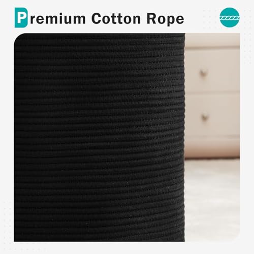 Image of Laundry Basket for Clothes | Cotton Rope Laundry Basket with Handles | Foldable Clothes Storage Basket for Bedroom, Bathroom & Laundry Room | Laundry Bag for Clothes, 33 x 33 x 38 cm