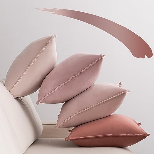 NOSTHEART Kissenbezug 40x40 cm 4er Set Samt Kissenbezüge Kissenhülle rosa Farbverlauf Dekorative sofakissen dekokissen Bezug mit Verstecktem Reißverschluss für Sofa Schlafzimmer Wohnzimmer Balkon Büro