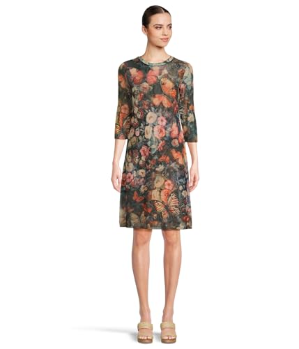 johnny was mesh dress Johnny Was, Women's, 3/4 Sleeve Mesh Midi Dress- Teyros, Teyros Scarf,  X-Small at Amazon Women's Clothing store