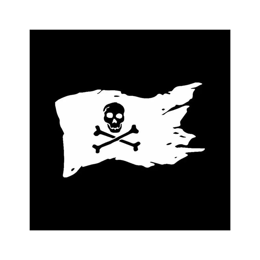 Pirate Flag Skull Bones Cross Ship Decor Car Sticker Automobiles Motorcycles Exterior Accessories(White,14cm X 9cm)