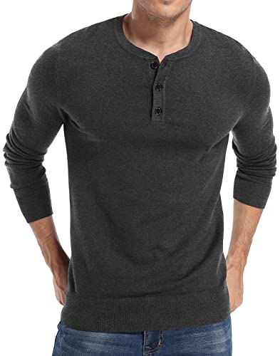 NITAGUT Mens Slim Fit Pullover Sweaters Long Sleeve Knitted Fabric Henley Sweater