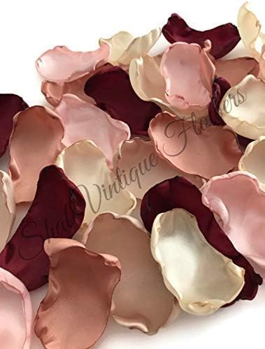 Maroon blush pink ivory champagne and rose quartz mix of 50 flower petals wedding decor rose petals artificial flower petals