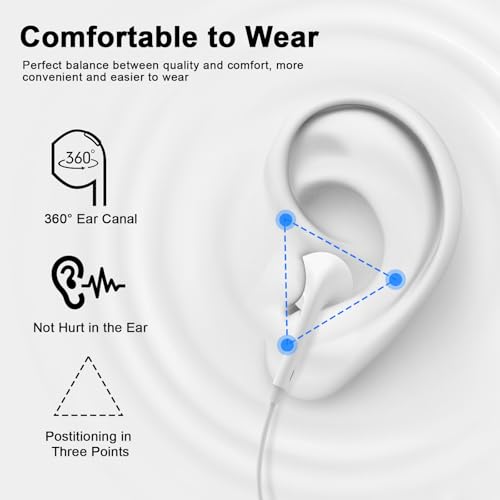 Image of 2 Pack Wired Headphones for iPhone Earbuds with Built-in Microphone & Volume Control HiFi Stereo Nosie Reduction Earphones for iPhone 14 13 12 11 Pro Max XS XR X 8 7 6, Support All iOS