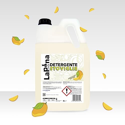 LaPina - Detersivo Piatti e Stoviglie a Mano, profumato al mango. Igienizza, sgrassa, fa brillare. (1, 5L)