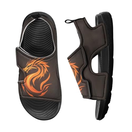 Forchrinse Boys Sandals Dragon Open Toe Sports Sandal Summer PU Leather Hiking Water Shoes 5
