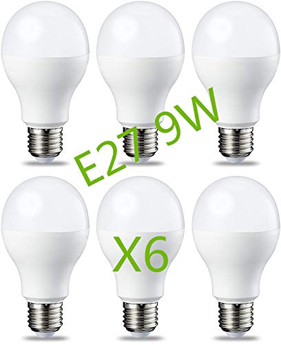 Bombilla LED 9W (Equivalente a 81W) E27 Casquillo Gordo (Pack 6) Ángulo220º Lúmenes 810lm (Blanco Cálido) Cover