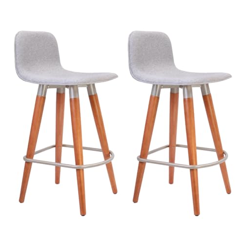 UNIDECOR CASA 2 BANQUETAS PARA ILHA GOURMET LINHO CINZA AÇO CHAMPANHE MADEIRA MACIÇA LINHA PREMIUM