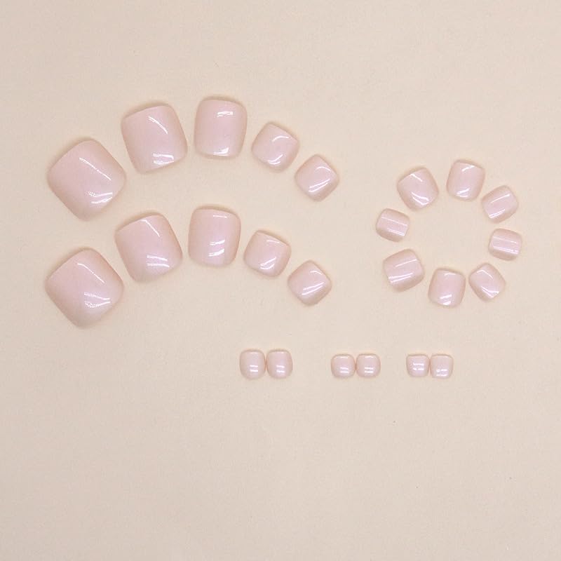 White Chrome Press on Toe Nails - Glossy Acrylic Summer Nails